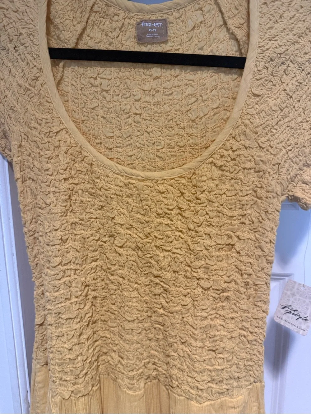 Free People Sunshine Yellow Textured Scoop Maxi Dress